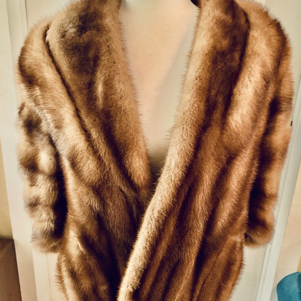 1950s Vintage Ferdinand Roth Mink Fur Stole Shawl Wrap Cape